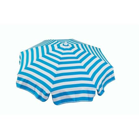 HEININGER HOLDINGS Italian 6 ft. Umbrella Acrylic Stripes Turquoise And White - Bar Height Pole 1389